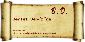 Berlet Debóra névjegykártya